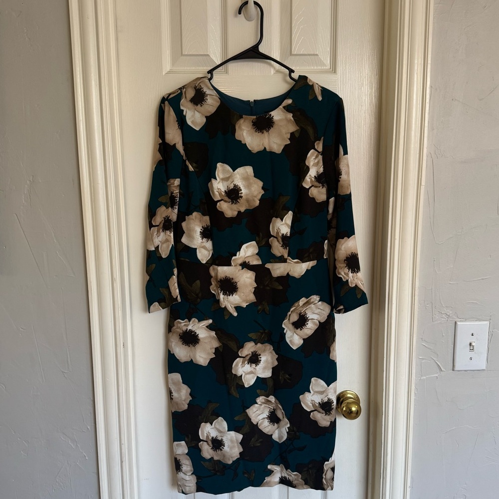 Banana Republic Green Magnolia Fitted Dress 3/4 length sleeves. Size 6